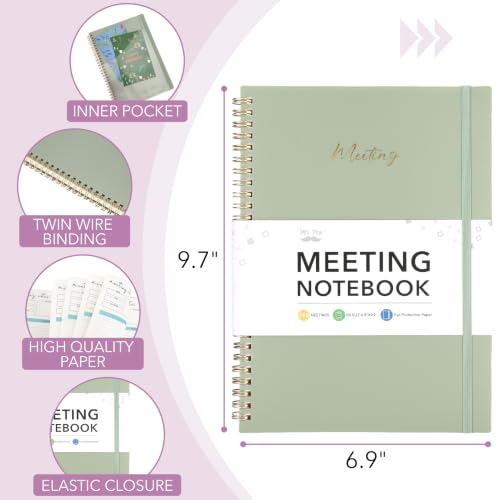 Meeting Notebook for Work, 140 Pages, Green - view 2