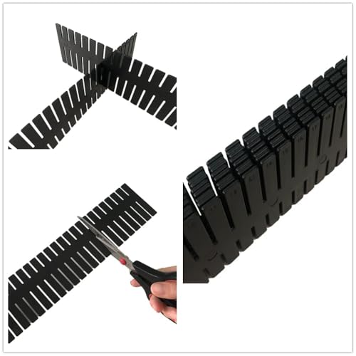 8pcs DIY Plastic Grid Drawer Dividers Adjustable Drawer Organizer Storage Separators Tidy Container for Closet, Office Desk, Kitchen Storage, Dresser, Makeup Tools, Underwear, Socks (Black) - view 7