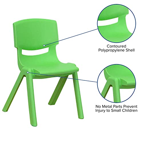 4 Pack Green Plastic Stackable School Chair with 12'' Seat Height - view 6