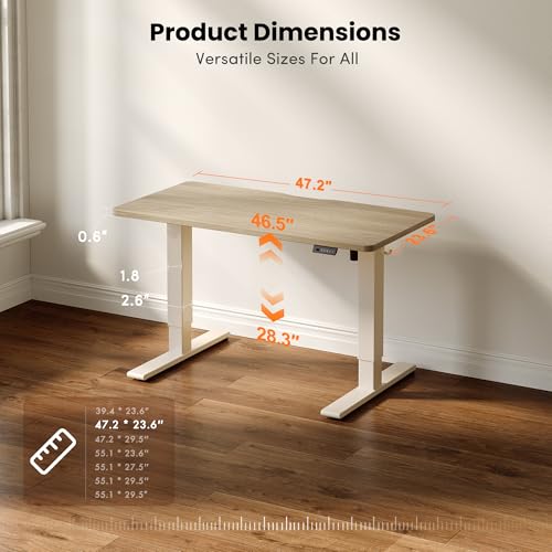 Standing Desk 48x24 Inch Electric Height Adjustable, Light Walnut - view 2