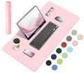 Dual-Sided Desk Pad, Natural Cork & PU Leather Mouse Pad for Desk, Desk Pad Protector, Non-Slip Desk Mat for Office and Home Work, (Pink, 23.6" x 13.7")