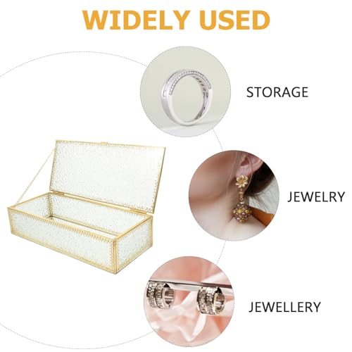 Rectangular Glass Jewelry Storage Box with Diamond Pattern and Lid - view 7