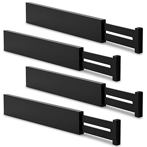 Bamboo Kitchen Drawer Divider, Black Utensil Drawers Organizer