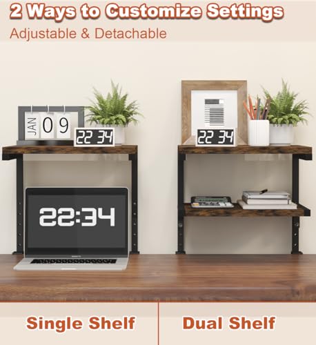 2-Tier Adjustable Desk Shelf Organization, Black - view 3