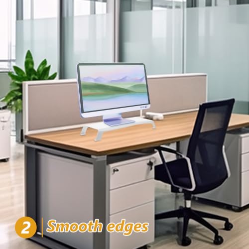 Aluminum Alloy Monitor Riser Stand with Storage for Desk Setup White - view 5