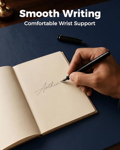 Dual-Sided Desk Mat, FSC Cork & PU Leather Desk Pad, Large Mouse Pad & Writing Surface for Compact Workspace, Non-Slip Waterproof Desk Protector - 25.6" x 13.7", Dark Blue - view 6