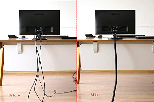 10ft - 1/2 inch Cord Protector Wire Loom Tubing Cable Sleeve Split Sleeving For USB Cable Power Cord Audio Video Cable – Protect Cat From Chewing - Black - view 4