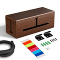 Large Cable Management Box-Stylish Wire Organizer, Wire Concealer and Wire Management Box-Wire Management Box with Protective Sleeve (Brown)