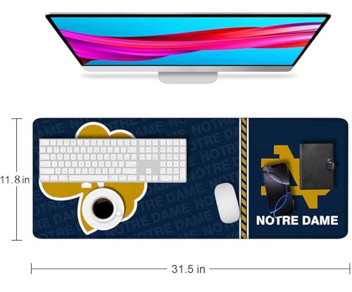 Large Extended Gaming Mouse Pad with Stitched Edges, College Football Non-Slip Waterproof Rubber Base Mouse Pad for Notre Dame Office, Computer, Keyboard, Laptop and Home Desk Pad 31.5 x 11.7 Inch - view 2