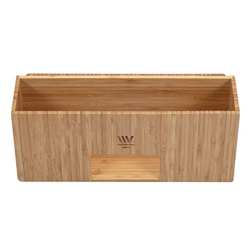 Bamboo Desktop All-In-One Organizer for File Folders, Notepads, Pens, Stationary Items, Small Electronics and more - view 4