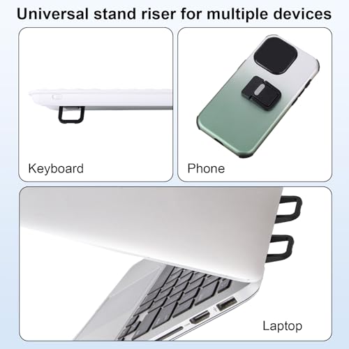 4pcs Mini Keyboard Riser, Self-Adhesive Portable Small Laptop Tilt Stand Zinc Alloy Lifter Feet Foldable & Invisible Computer Notebook Holder Leg Lift Accessories for Desk (Black) - view 6