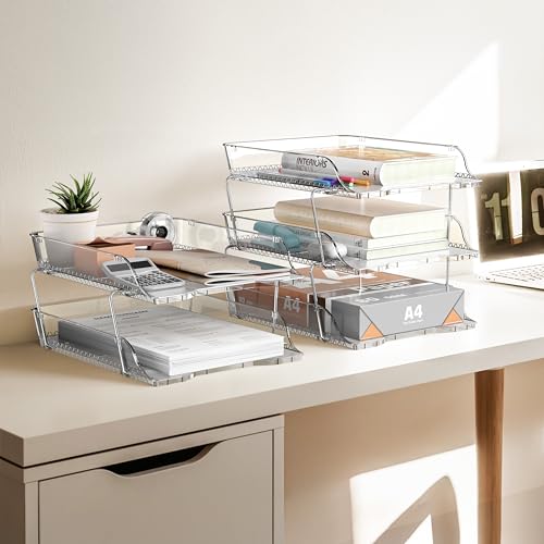 2-Tier Stackable Paper Tray for Desk Organizer, Clear - view 4