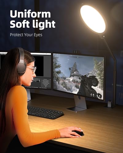 10.2" Desk Ring Light with Stand, 360° Rotate Desk Lamps for Home Office with C-Clamp, Flexible Height Desk Light, Adjust Arm Ring Light for Desk, Podcast, Gaming, Recording, Zoom Lighting - view 4