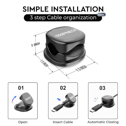 Cable Clips 12 Pack Rotatable Cord Organizer with Adhesive - view 2