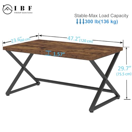 47" Computer Desk, Home Office Work Writing Study Desk, Rustic Brown - view 2