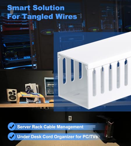 3"H x 3"W Cable Raceway, 6ft Under Desk Wire Management Channel White - view 5