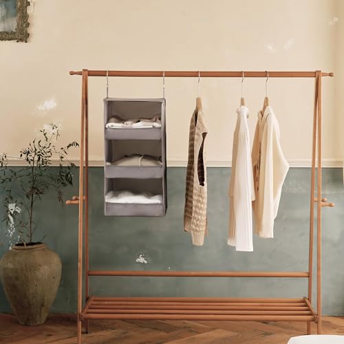 3-Shelf Hanging Closet Organizer, Foldable Storage, Gray - view 2