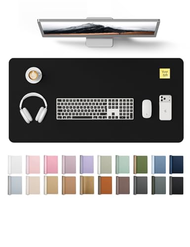Leather Desk Protector, Office Mat, Large Mouse Mat, Non-Slip PU Leather Blotter, Laptop Desk Mat, Waterproof Writing Pad for Office and Home (Black, 31.5" x 15.8")