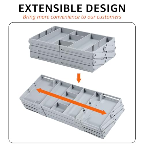 2/3 Tier Drawer Organizer, Collapsible Multi Level Drawer Organizer Tray, Expandable Bathroom Desk Drawer Organizer Trays, Adjustable Compartments Storage Trays for Jewelry (Single Row 3 Tiers) - view 4
