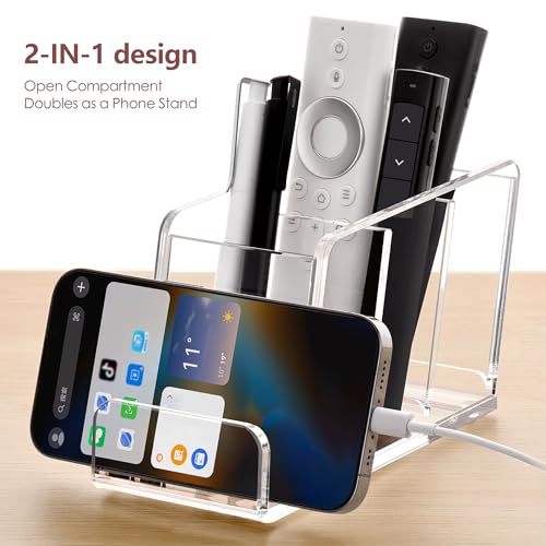 Acrylic Remote Control Holder, 4 Compartments TV Remote Caddy - view 3