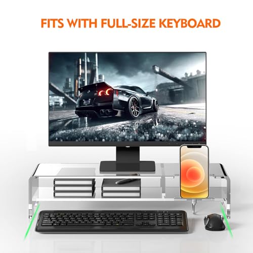 Acrylic Monitor Stand for Full Keyboard, 20" Wide 2-Tier - view 5
