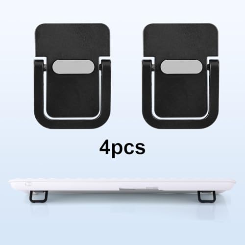 4pcs Mini Keyboard Riser, Self-Adhesive Portable Small Laptop Tilt Stand Zinc Alloy Lifter Feet Foldable & Invisible Computer Notebook Holder Leg Lift Accessories for Desk (Black) - view 3