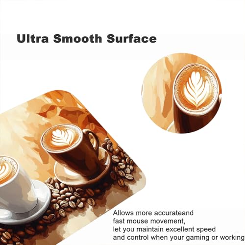 Coffee Desk Mat Gaming Mouse Pad Coffee Beans Leaves Leisure Work Large Gaming Mouse Mat with Stitched Edges,Non-Slip Waterproof Rubber Base Mouse Mat Office Computer Keyboard Laptop Home 31.5"x11.8" - view 6