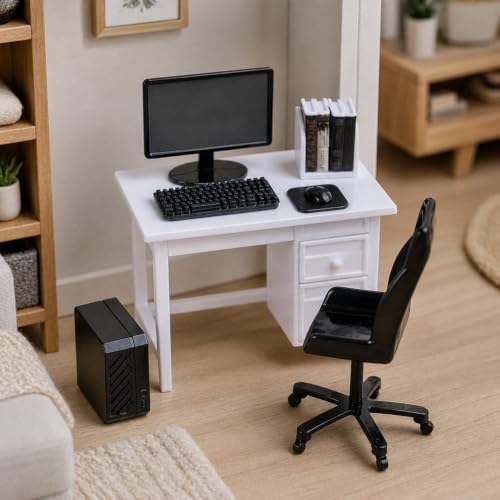 Simulated Office Desk & Chair, Plastic Dollhaus Furniture - view 4