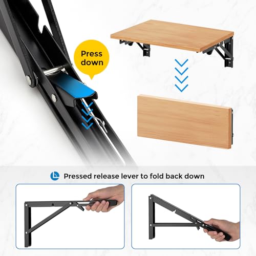Matte Black Folding Shelf Brackets, 6 Inch, 2 Pack - view 6