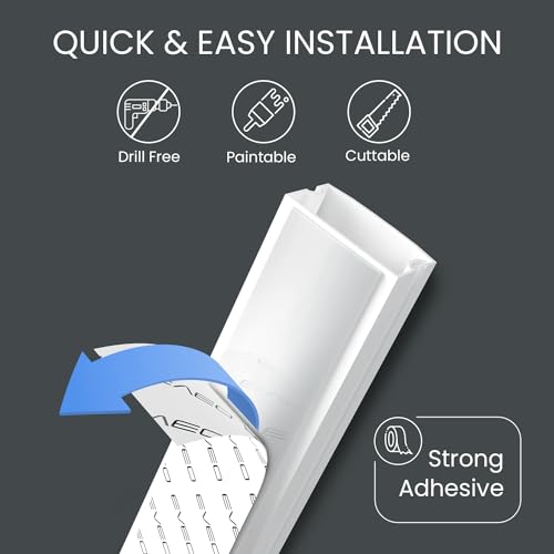 Cable Hider - 300” One-Cord Cable Raceway Wire Hider for Cable Concealer Cord Hider Cord Cover Wall Cable Hider. Wire Hiders TV on Wall. Cable Management, Cord Hider (White, Small) - view 3