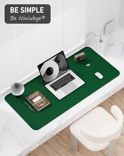 Desk Pad, 30" x 14" PU Leather Non-Slip Desk Mat Large Mouse Pad for Desktop, Waterproof Laptop Computer Writing Mat for Office, Home, Work, Gaming, Dark Green - view 7