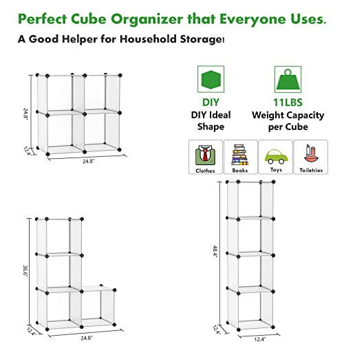 Plastic Cube Storage Organizer, 4-Cube Shelves Units, White - view 3
