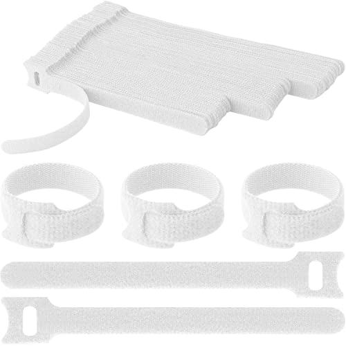 Reusable Cable Ties, 60 Pack Hook and Loop Cord Organizer Straps, White