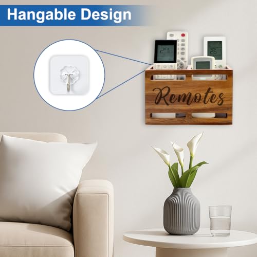 Acacia Wood TV Remote Control Holder for Table Wall Mount Remote Organizer - view 5