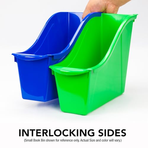 Large Book Bin, Interlocking Plastic Organizer for Home, Office and Classroom, Purple, 6-Pack (71117U06C) - view 4