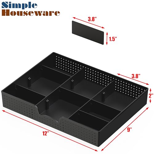 Drawer Organizer Tray, 9 Adjustable Compartments, Black - view 7