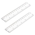 2 Pack 6 inch Clear Plastic Ruler Straight Shatterproof Transparent Rulers for Office Supply (Clear)