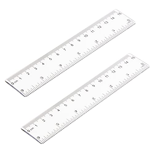 2 Pack 6 inch Clear Plastic Ruler Straight Shatterproof Transparent Rulers for Office Supply (Clear)
