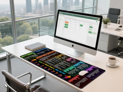 Excel Shortcuts Cheat Sheet Desk Pad Mat– 35.4x15.7 Inches Large Mouse Pad with Non-Slip Rubber Base, Quick Reference Guide for Office & Home - view 4