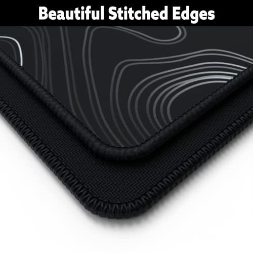 Mega Size Gaming Mouse Pad - Anti Slip Rubber Base - Stitched Edges - Large Desk Mat - 48" x 24" x 0.16" (Mega, Topographic) - view 4