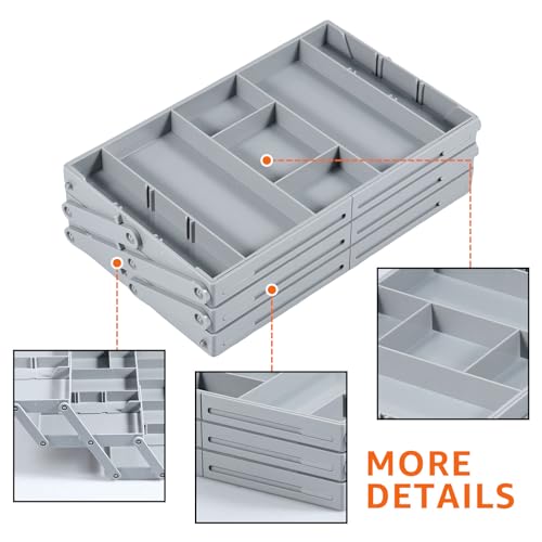 2/3 Tier Drawer Organizer, Collapsible Multi Level Drawer Organizer Tray, Expandable Bathroom Desk Drawer Organizer Trays, Adjustable Compartments Storage Trays for Jewelry (Single Row 3 Tiers) - view 3
