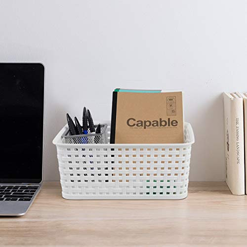 Plastic White Storage Baskets, 6 Pack Small Organizer Baskets Box - view 4