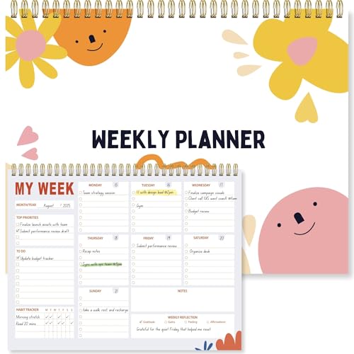 Undated Weekly Planner Notepad, 8.5" x11", Colorful Smiles