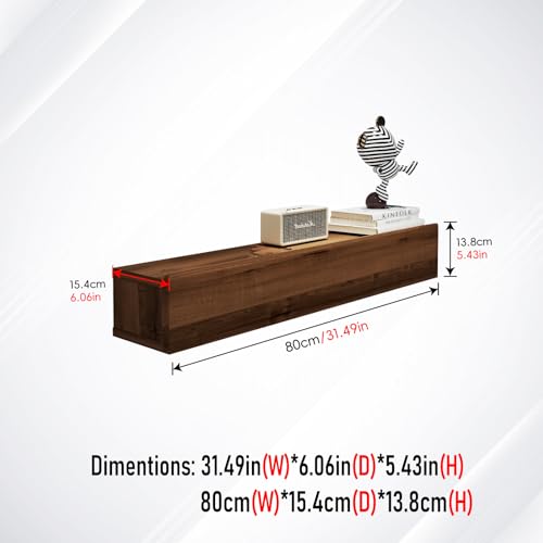 Floating Solid Wood Console Table, 32'' Wall Mounted Narrow Entryway Table with Storage Shelf, Modern Couch Shelves Small Entry Way Tables for Entryway, Front Hall, Hallway (Walnut, 31.5IN) - view 2
