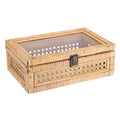 Rattan Display Box with Clear Lid Rectangular Wicker Storage Basket