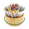 360 Rotating Bamboo Pen Holder for Desk, Art Supply Storage, Medium