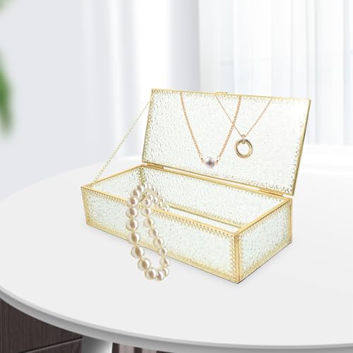 Rectangular Glass Jewelry Box and Easy Access Lid with Metal Frame - view 5