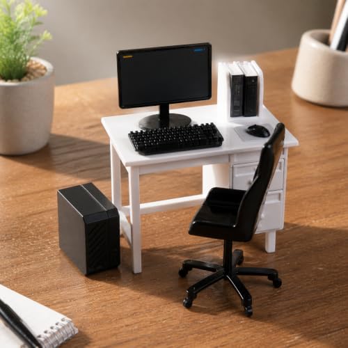 Simulated Office Desk & Chair, Plastic Dollhaus Furniture - view 6