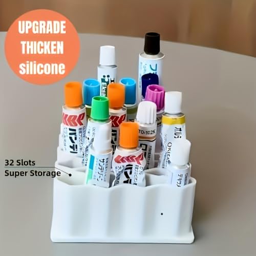 32-Slot Desk & Drawer Organizer, White Holder for Paint Tubes and Cosmetics - view 4