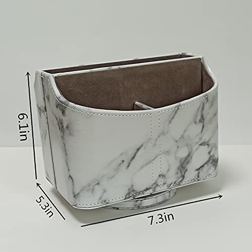PU Leather Remote Control Holder 360 Degree Rotating Desk Organizer/Caddy Storage Box for Remote Controllers,TV Guide, Mail, Electronics,Pen,Stationery and Media Storage white - view 3